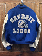 Load image into Gallery viewer, Detroit Lions Vintage 90s Chalk Line Varsity Jacket Blue Cream ABC Vintage 