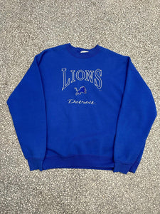 Detroit Lions Vintage 90s Embroidered Crewneck Blue ABC Vintage 