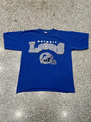 Detroit Lions Vintage 90s Helmet Tee Blue Silver ABC Vintage 