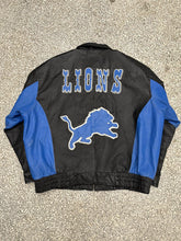 Load image into Gallery viewer, Detroit Lions Vintage 90s Leather Jacket Black Blue ABC Vintage 