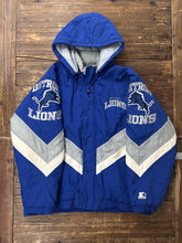 Load image into Gallery viewer, Detroit Lions Vintage 90s Pro Line Starter Hooded Puffer Jacket Blue ABC Vintage 