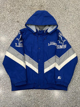 Load image into Gallery viewer, Detroit Lions Vintage 90s Pro Line Starter Hooded Puffer Jacket Blue ABC Vintage 