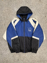 Load image into Gallery viewer, Detroit Lions Vintage 90s Pro Player Hooded Puffer Jacket Blue White Black ABC Vintage 