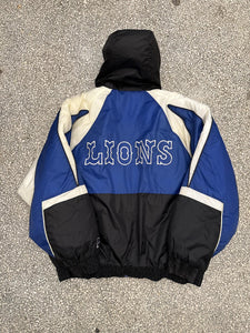 Detroit Lions Vintage 90s Pro Player Hooded Puffer Jacket Blue White Black ABC Vintage 