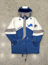 Load image into Gallery viewer, Detroit Lions Vintage 90s Pro Player Puffer Parka Blue White Grey ABC Vintage 