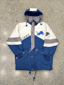 Detroit Lions Vintage 90s Pro Player Puffer Parka Blue White Grey ABC Vintage 