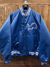 Load image into Gallery viewer, Detroit Lions Vintage 90s Spell Out Chalk Line Satin Bomber Jacket Blue ABC Vintage 