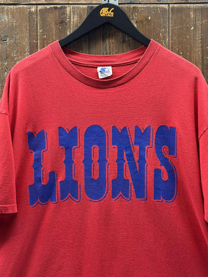 Detroit Lions Vintage 90s Spell Out Logo Starter Tee Red ABC Vintage 
