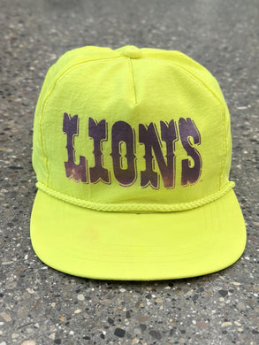 Detroit Lions Vintage 90s Spell Out Snapback Neon Yellow ABC Vintage 