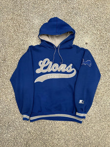 Detroit Lions Vintage 90s Starter Classic Lions Football Logo Hoodie Blue ABC Vintage 