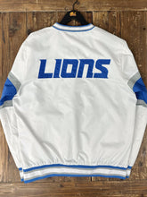 Load image into Gallery viewer, Detroit Lions Vintage 90s V-Neck Starter Satin Pullover Jacket White Blue ABC Vintage 