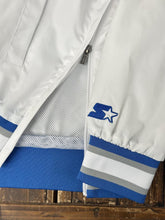 Load image into Gallery viewer, Detroit Lions Vintage 90s V-Neck Starter Satin Pullover Jacket White Blue ABC Vintage 