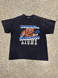 Detroit Lions Vintage 90s Wounded But Dangerous Faded Black ABC Vintage 