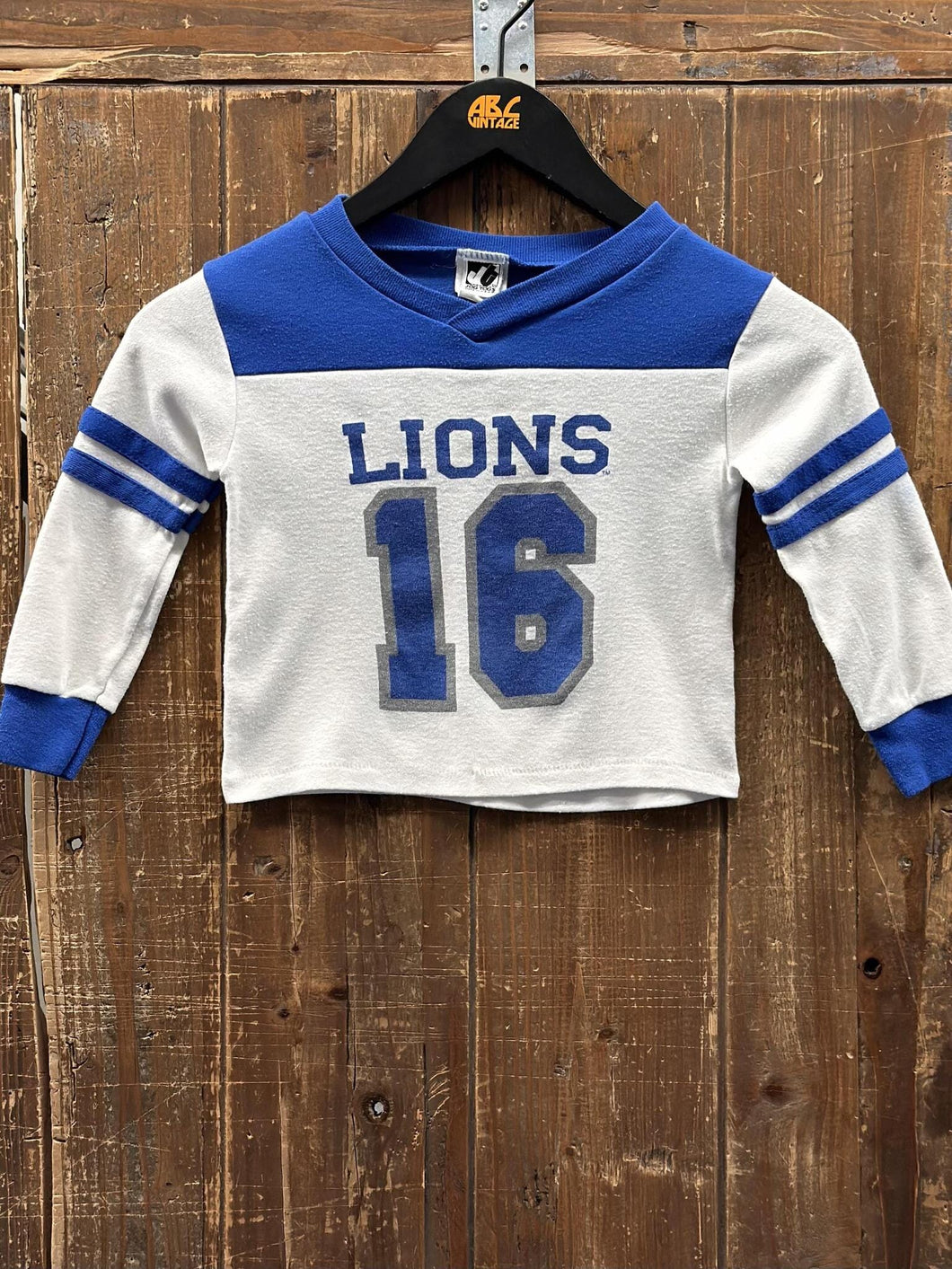 Detroit Lions Vintage 90s Youth #16 Jersey Shirt White Blue ABC Vintage 