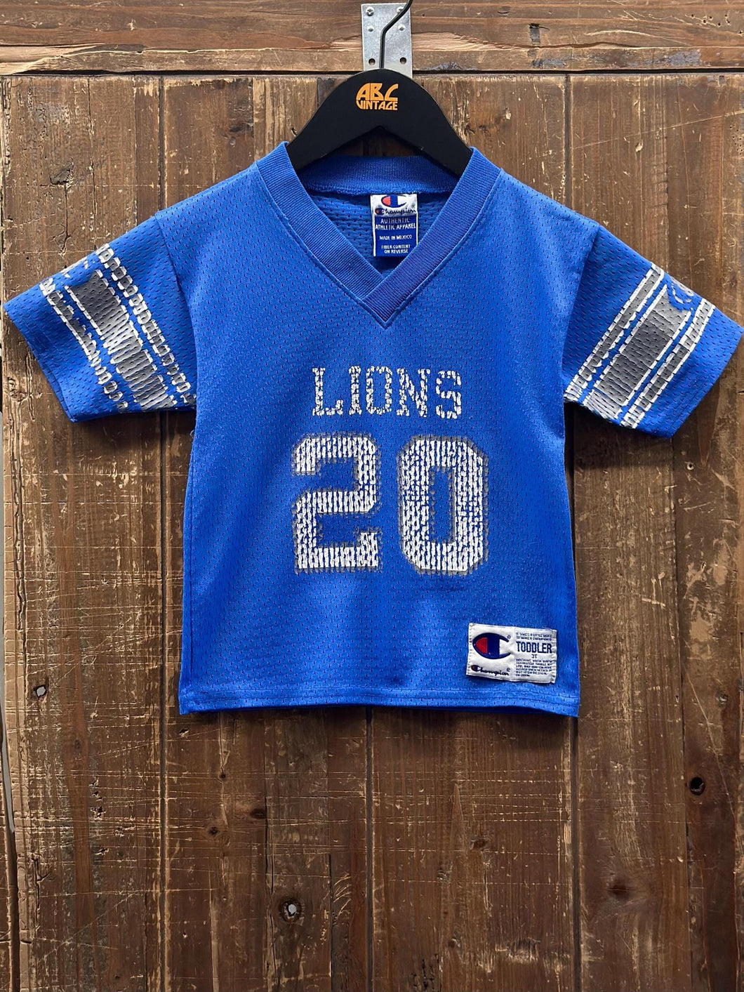 Detroit Lions Vintage 90s Youth Barry Sanders Champion Football Jersey Blue ABC Vintage 