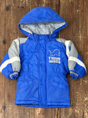Detroit Lions Vintage 90s Youth Hooded Puffer Parka Blue ABC Vintage 