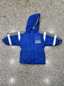 Detroit Lions Vintage 90s Youth Hooded Puffer Parka Blue ABC Vintage 