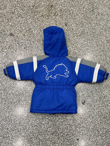 Detroit Lions Vintage 90s Youth Hooded Puffer Parka Blue ABC Vintage 