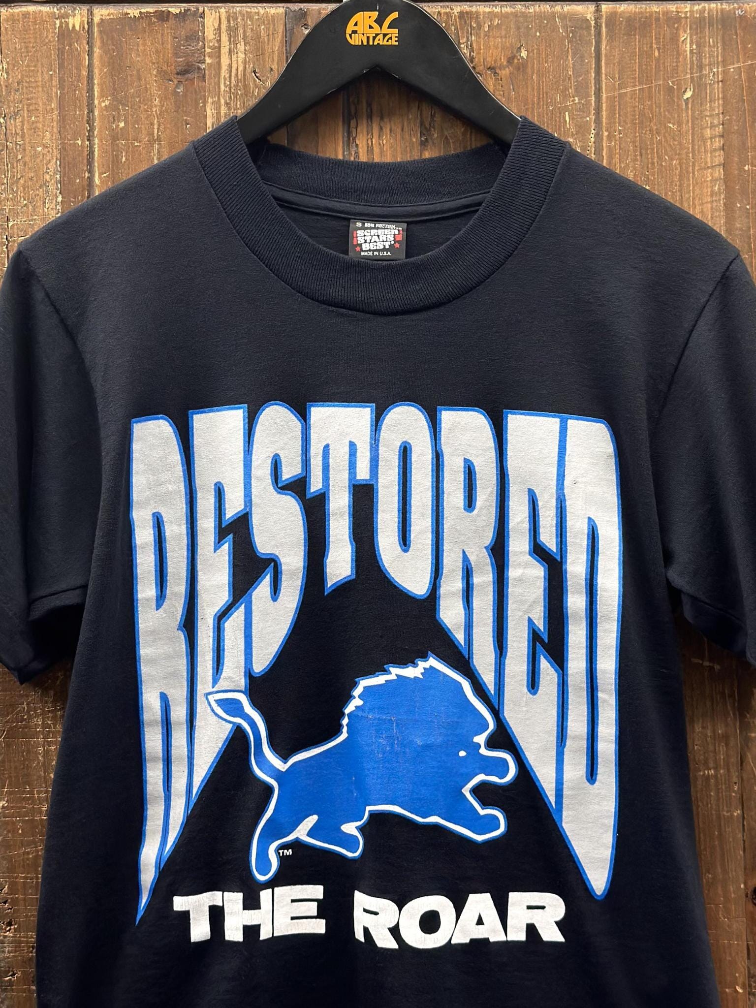 Detroit Lions Vintage 90s Youth Restored The Roar Tee Black – ABC