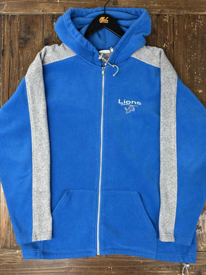 Detroit Lions Vintage 90s Zip Up Fleece Hoodie Blue ABC Vintage 