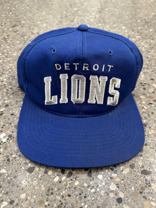 Detroit Lions Vintage Embroidered Spell Out Starter Snapback Blue ABC Vintage 