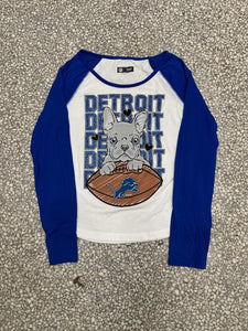 Detroit Lions Vintage French Bulldog L/S Raglan Tee Paper Thin ABC Vintage 