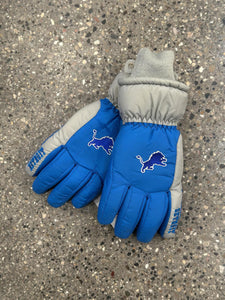 Detroit Lions Vintage Women's Waterproof Snow Gloves Blue Grey ABC Vintage 