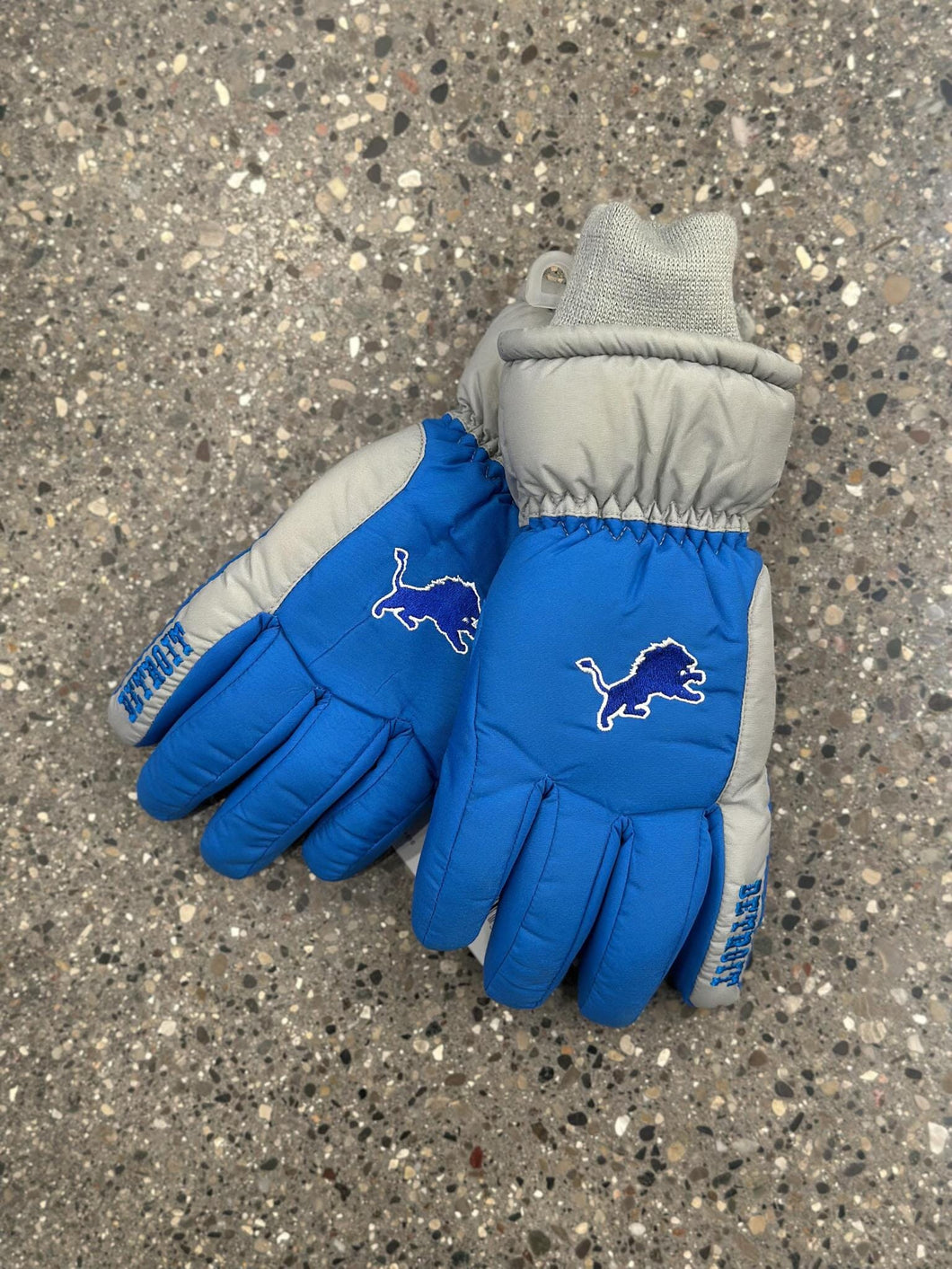 Detroit Lions Vintage Women's Waterproof Snow Gloves Blue Grey ABC Vintage 