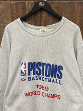 Load image into Gallery viewer, Detroit Pistons Basketball Vintage 1989 World Champs Crewneck Grey ABC Vintage 