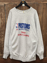Load image into Gallery viewer, Detroit Pistons Basketball Vintage 1989 World Champs Crewneck Grey ABC Vintage 