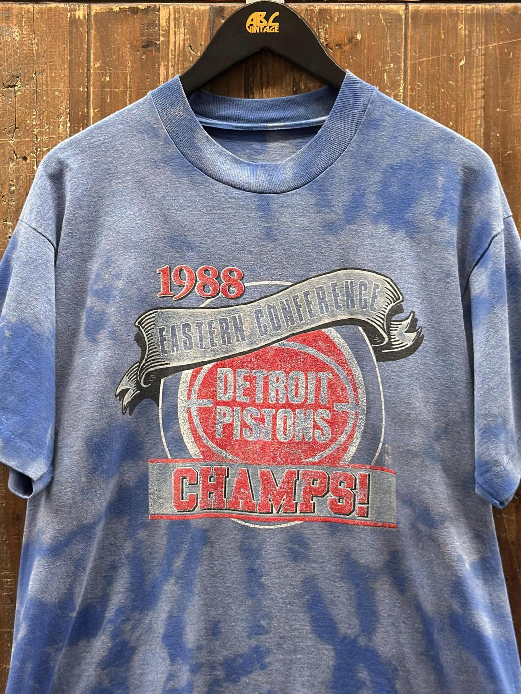 Detroit Pistons Vintage 1988 Eastern Conference Champs Tee Bleached Blue ABC Vintage 
