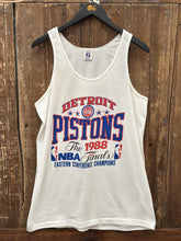 Load image into Gallery viewer, Detroit Pistons Vintage 1988 NBA Finals Logo 7 Tank Top White ABC Vintage 