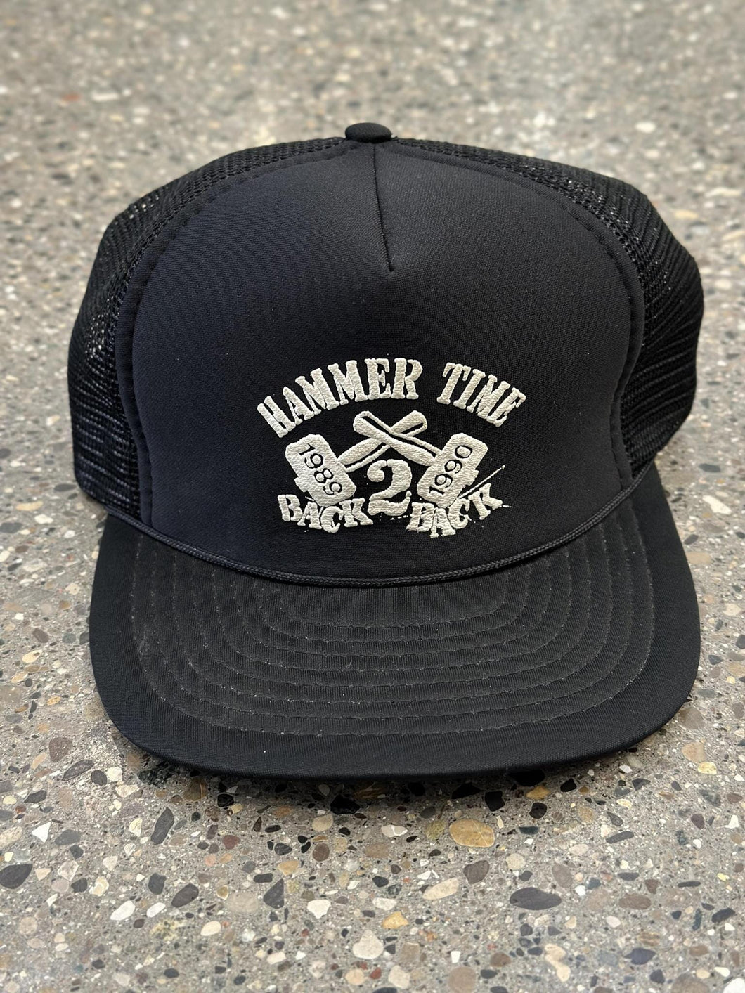 Detroit Pistons Vintage 1989-1990 Hammer Time Back To Back Trucker Hat Black ABC Vintage 