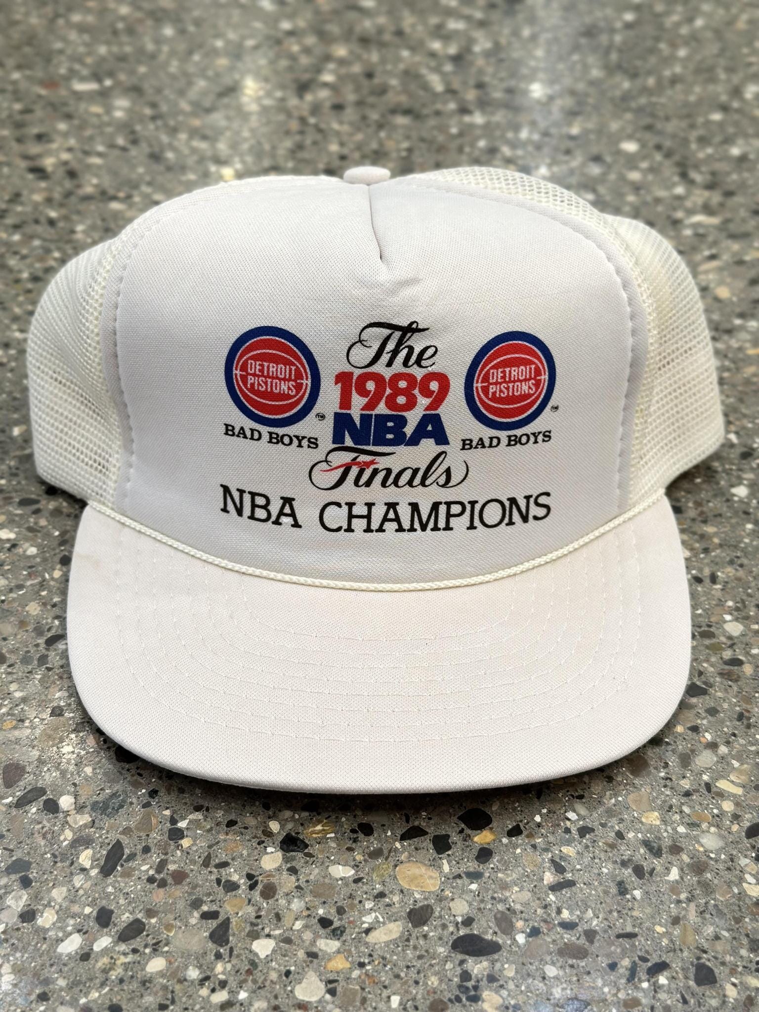 VTG 90s Detroit Pistons Starter Shockwave good Strapback Hat Cap White Blue NBA C2