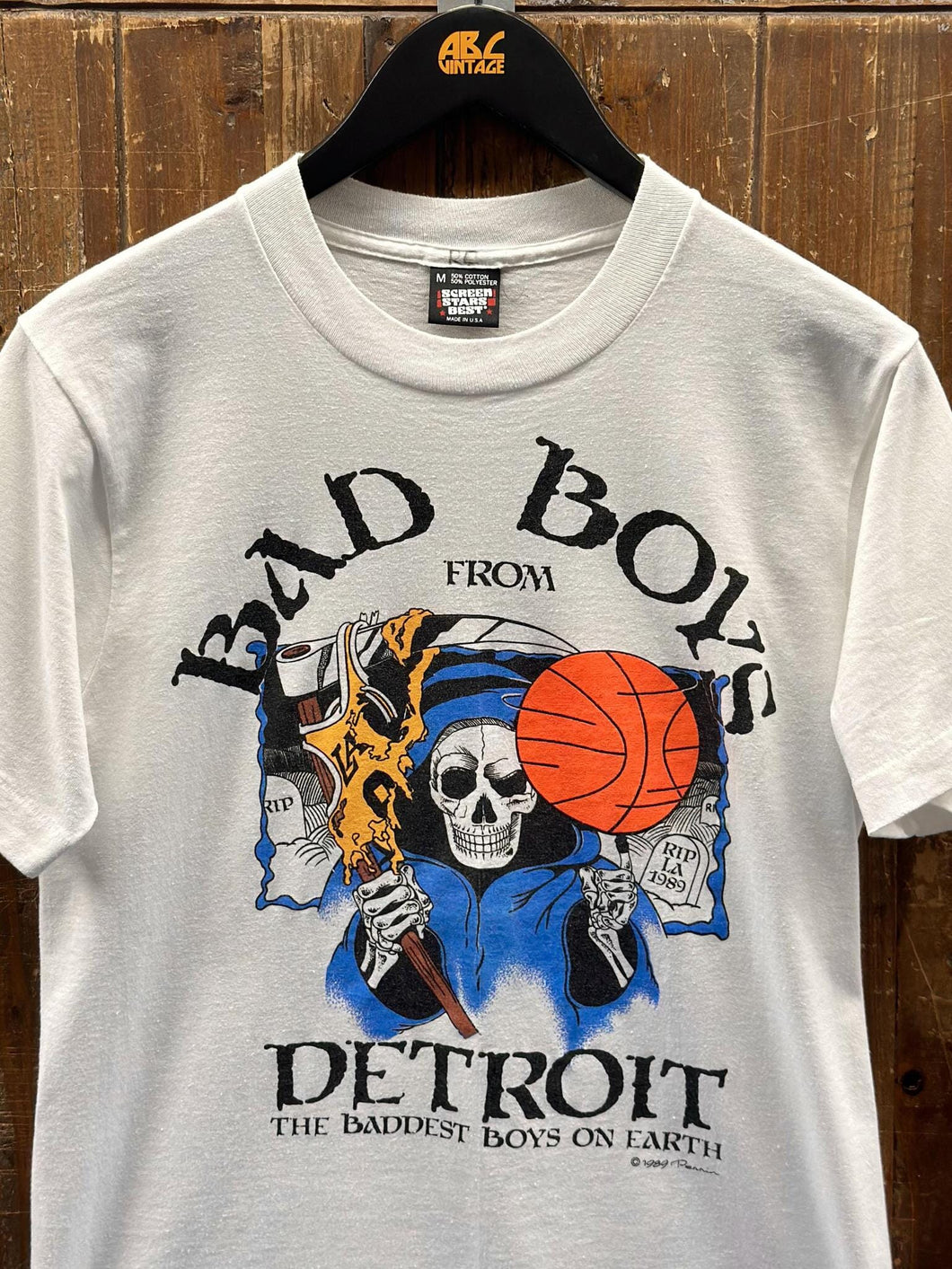 Detroit Pistons Vintage 1989 Bad Boys Reaper White ABC Vintage 