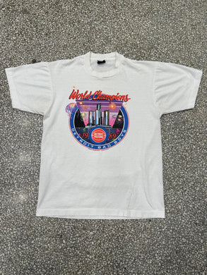 Detroit Pistons Vintage 1989 Fireworks Skyline Neon Colors Tee ABC Vintage 