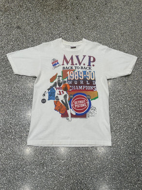 Detroit Pistons Vintage 1989 Joe Dumars NBA Finals M.V.P. Nutmeg Mills Tee White ABC Vintage 