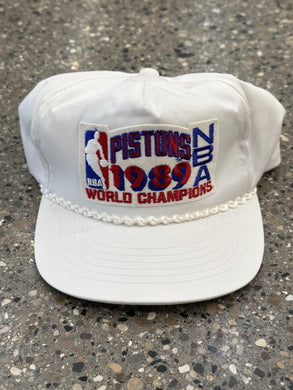 Detroit Pistons Vintage 1989 World Champions Patch Hat White ABC Vintage 