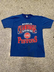 Detroit Pistons Vintage 1989 World Champions Tee Paper Thin Light Blue ABC Vintage 