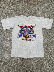 Detroit Pistons Vintage 1990 Back To Back World Champs Salem Tee Faded Grey ABC Vintage M 