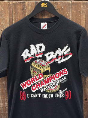 Detroit Pistons Vintage 1990 Bad Boys U Can't Touch This Hammer Time Back to Back Tee Black ABC Vintage 