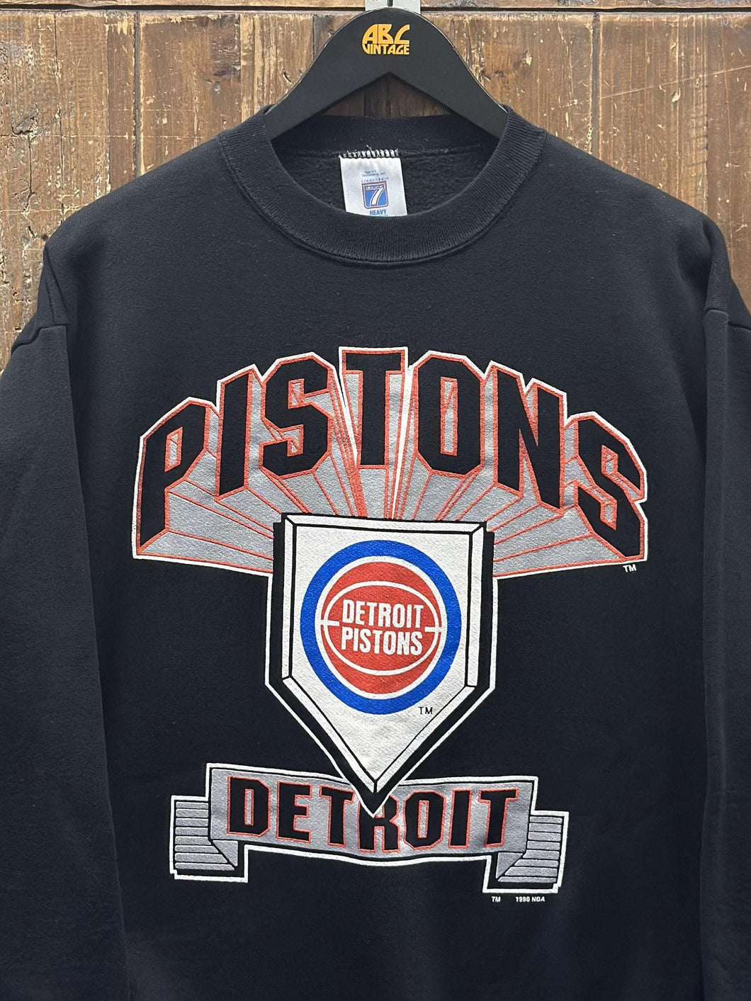 Detroit Pistons Vintage 1990 Logo 7 Crewneck Black ABC Vintage 