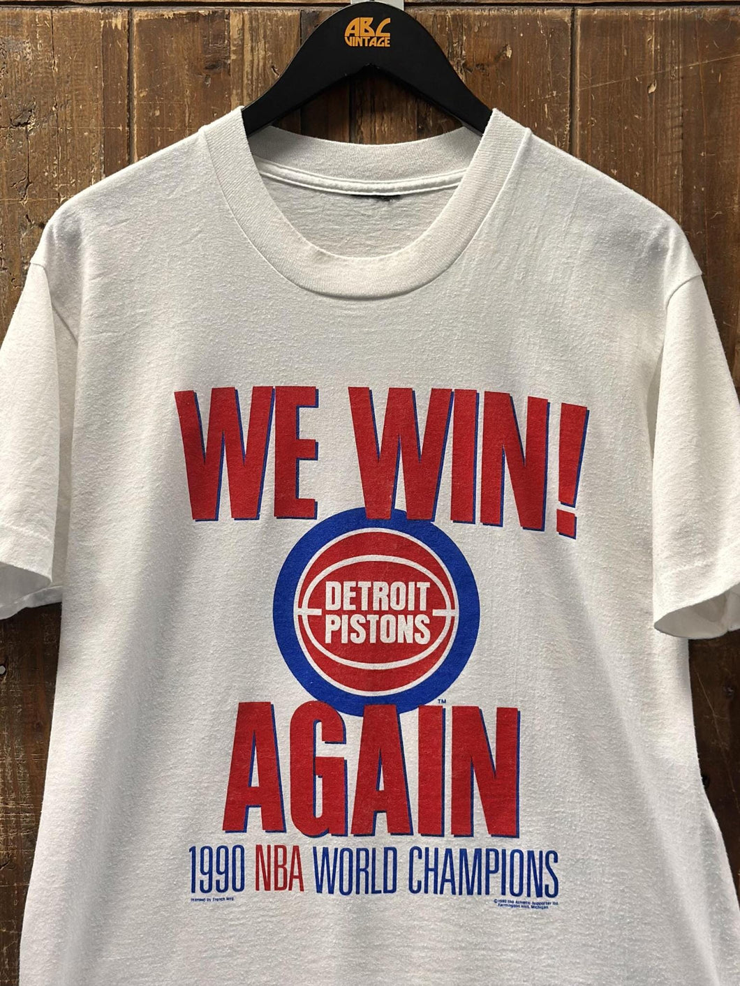 Detroit Pistons Vintage 1990 We Win Again Tee White ABC Vintage 