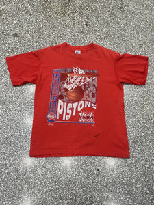 Detroit Pistons Vintage 1992 NBA Playoffs Salem Tee Faded Red ABC Vintage 