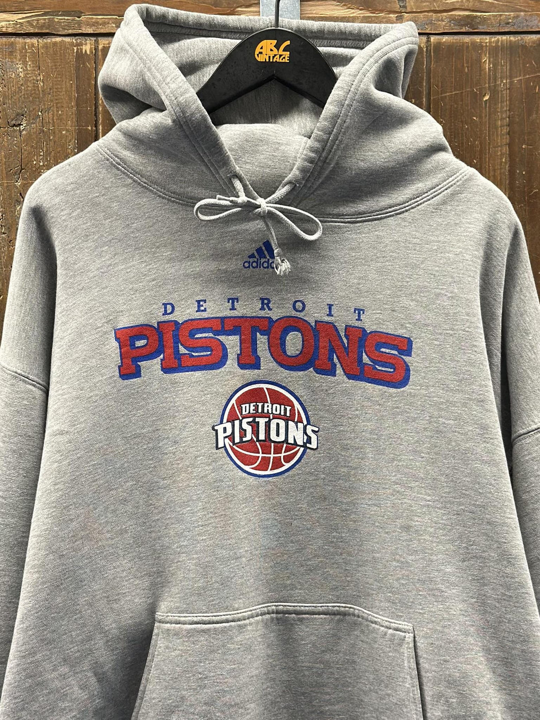 Detroit Pistons Vintage 2000s Adidas Hoodie Grey ABC Vintage 
