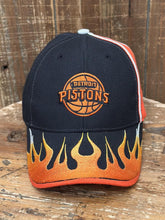Load image into Gallery viewer, Detroit Pistons Vintage 2000s Flames Dad Hat Black Orange ABC Vintage 