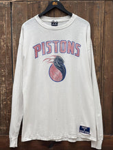 Load image into Gallery viewer, Detroit Pistons Vintage 2000s Horse Logo L/S Tee Faded White ABC Vintage 