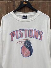 Load image into Gallery viewer, Detroit Pistons Vintage 2000s Horse Logo L/S Tee Faded White ABC Vintage 