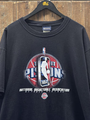 Detroit Pistons Vintage 2000s NBA Logo Tee Black ABC Vintage 