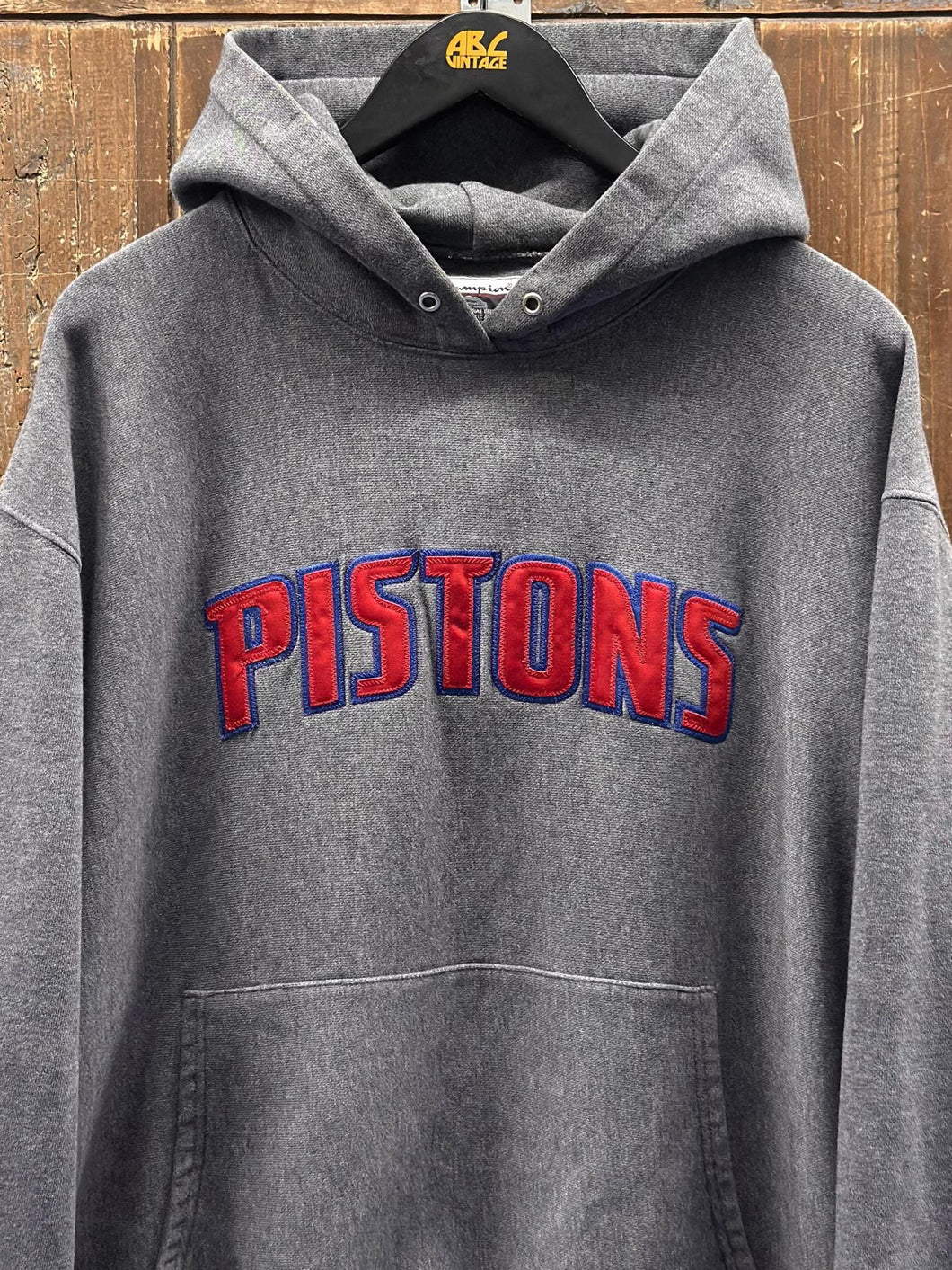 Detroit Pistons Vintage 2000s Spell Out Logo Hoodie Dark Grey ABC Vintage 